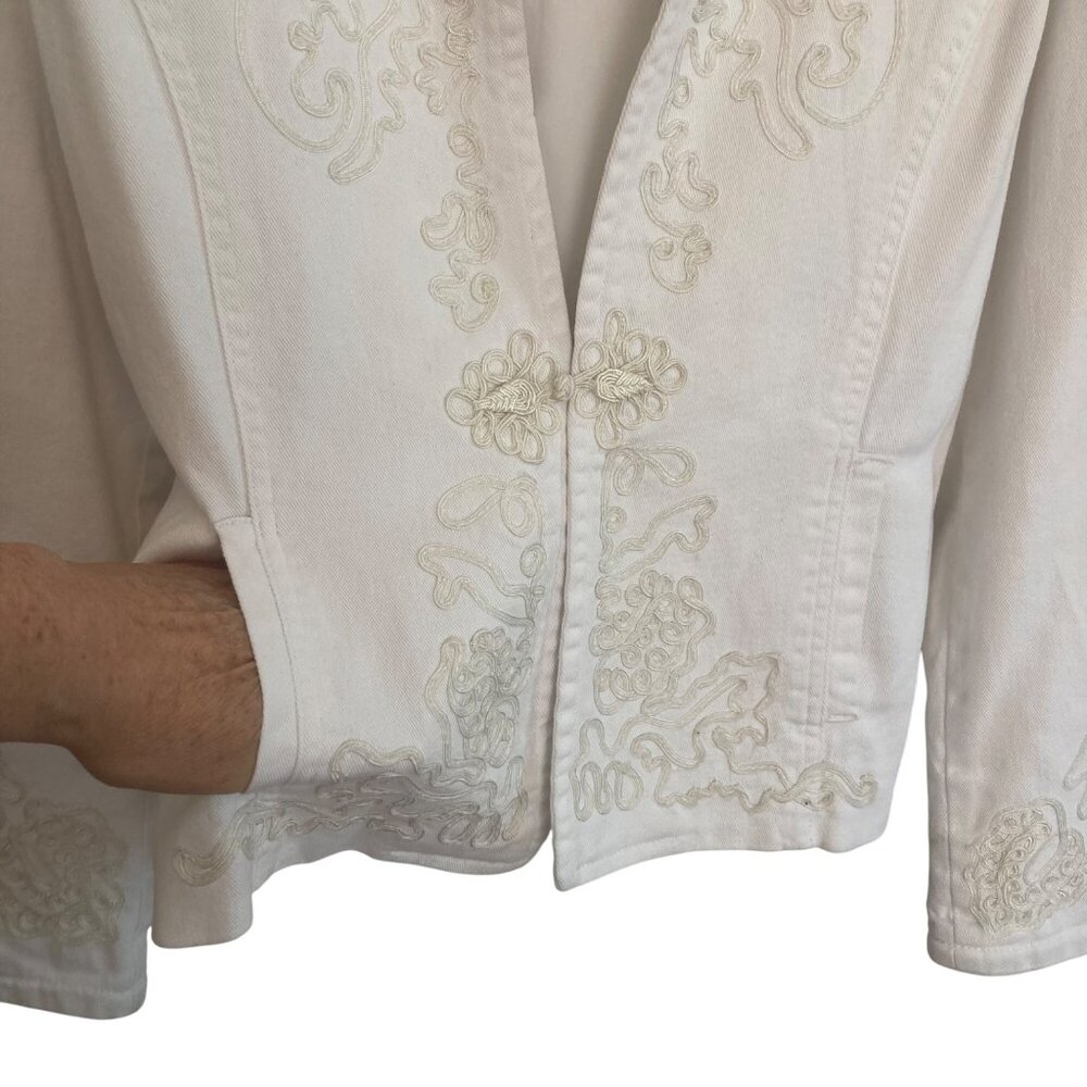 Coldwater Creek Spirit Jacket Womens 8 White Embroidered Coastal Cowgirl Western - Picture 3 of 9